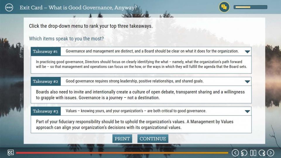 Governance Essentials Course Screen Shot